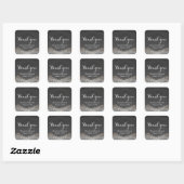 Elegant  Dark Silver Damask - Hartelijk dank Vierkante Sticker (Vel)