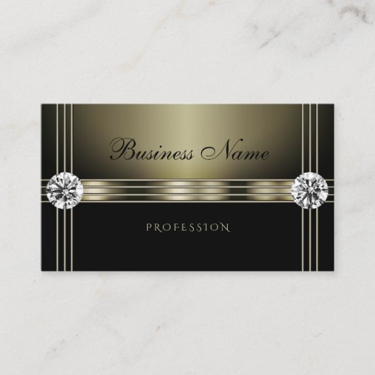 Elegant Dark Silver en Black Bright Rhinestones Visitekaartje (Voorkant)