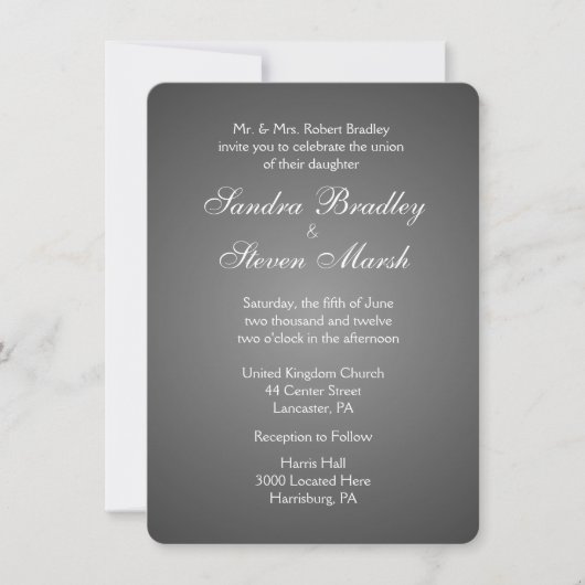 Elegant Dark Silver Wedding Invitations Kaart (Voorkant)