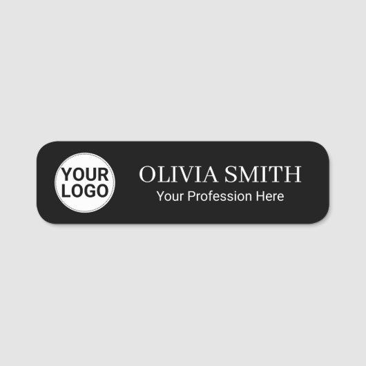Elegant Dark Theme Simple Employee Naamplaatje (Voorkant)