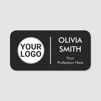 Elegant Dark Theme Simple Split in Half Employee Naamplaatje