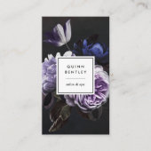 Elegant Dark Violet Floral Bouquet | Verticaal Visitekaartje (Voorkant)