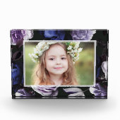 Elegant Dark Violet Floral Fotoblokken (Voorkant)