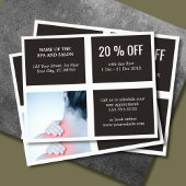 Elegant Dark White Blue Photo Massage Therapist Flyer