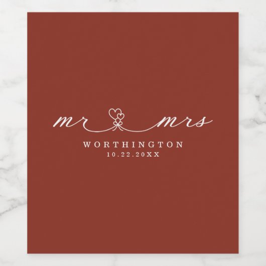 Elegant de heer & Mrs Wedding Wine Label Wijn Etiket (Enkel label)