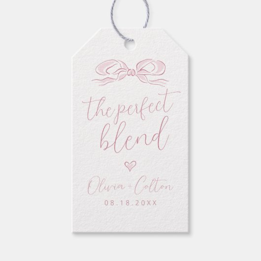 Elegant De Perfecte Mix Roze Strik Bruidsborrel Cadeaulabel (Voorkant)