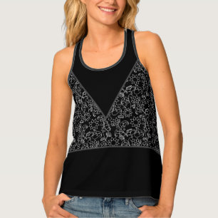 Élégant Débardeur de style bar floral noir