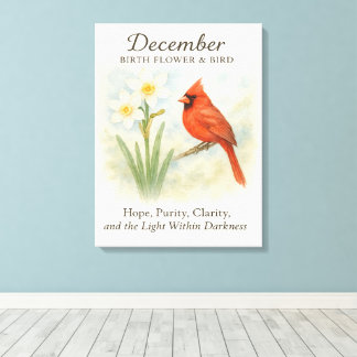 Elegant December Scripture Christian Cardinal  Canvas Afdruk
