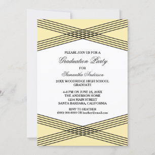 Élégant Déco Jaune Invitation de la fête de gradua