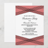 Élégant Déco Red Graduation Party Invitation (Devant / Derrière)