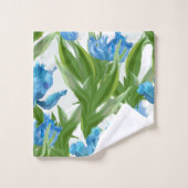 Élégant décor floral bleu accrocheur (Gant de toilette)