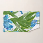 Élégant décor floral bleu accrocheur (Serviette à main)