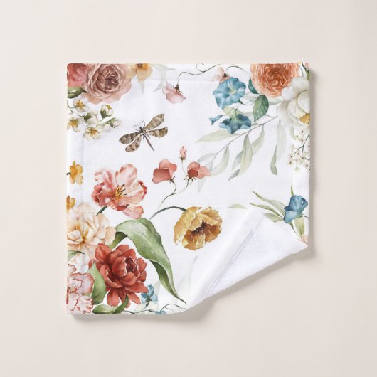 Elegant decorative floral patterned towel set  (Gant de toilette)