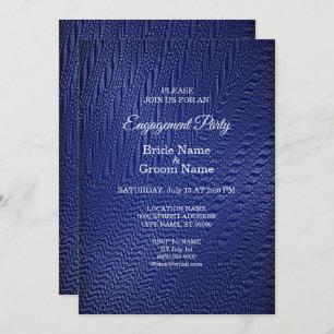 Elegant Decorative Navy Blue Verloving Invitation Kaart