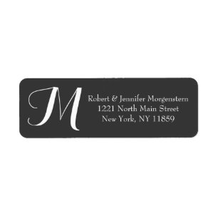 Elegant decorative Script Black White Monogram Etiket