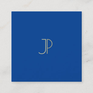 Elegant Deep Blue Modern Monogram Sjabloon Luxe Vierkante Visitekaartje