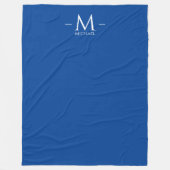Elegant Deep Blue Monogram Sjabloon Grote Aangepas Fleece Deken (Voorkant)