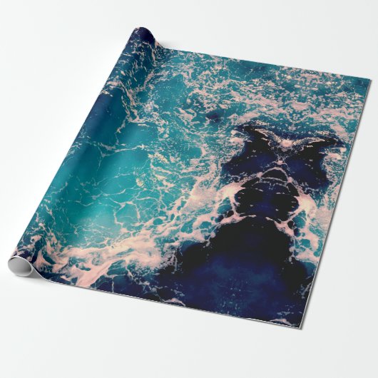 Elegant Deep Blue Ocean Waves Achtergrond Cadeaupapier (Uitgerold)