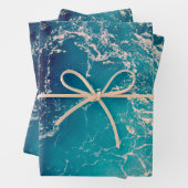 Elegant Deep Blue Ocean Waves Achtergrond Inpakpapier Vel (In situ)