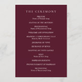 Elegant Deep Burgundy Classic Wedding Programma (Achterkant)