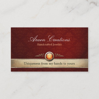 Elegant Deep Cherry Damask Pattern Jewelry Visitekaartje