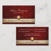 Elegant  Deep Cherry Damask Pattern Jewelry Visitekaartje (Voorkant / Achterkant)