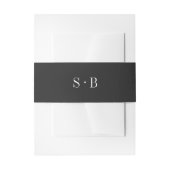 Elegant Deep Gray Monogram Wedding Uitnodigingen Wikkel (Voorkant Voorbeeld)