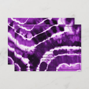 Elegant Deep Paars Marble Batik Wedding RSVP Card