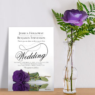 Elegant Deep Paars Roos Reflection Classy Wedding Kaart