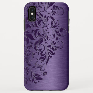 Elegant Deep Paarse Floral Lace iPhone XS Max Hoesje