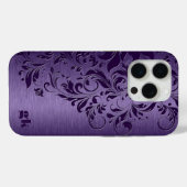 Elegant Deep Paarse Floral Lace op Paars Case-Mate iPhone Case (Achterkant (horizontaal))