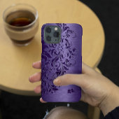 Elegant Deep Paarse Floral Lace op Paars Case-Mate iPhone Case