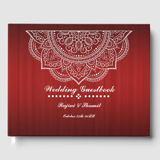 Elegant Deep Red Burgundy Paisley Mandala Gastenboek