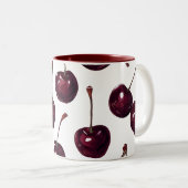 Elegant Deep Red Cherry Pattern Two-Tone  Mug (Devant droit)