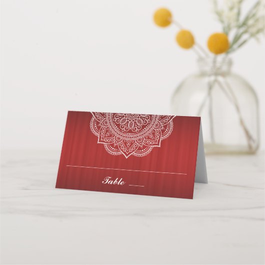 Elegant Deep Red en White Paisley Indian Wedding (Voorkant)