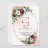 Elegant Deep Red Eucalyptus Baby Shower Invitation (Devant)