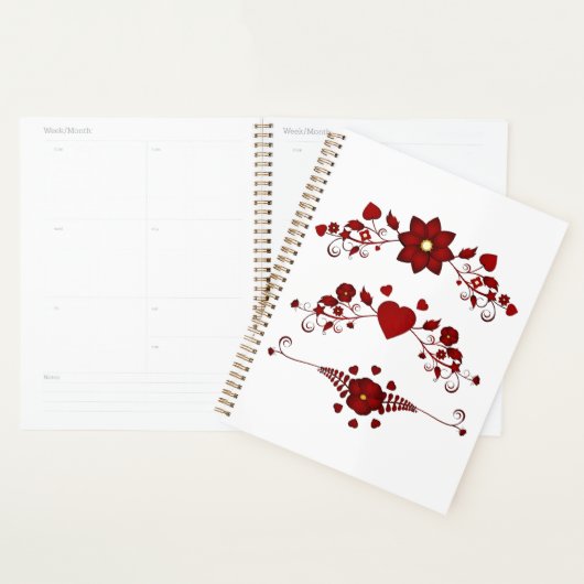 Elegant Deep Red Floral Flourish (Devant avec enveloppe)