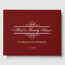 Elegant Deep Red gepersonaliseerd hotel of familie Gastenboek