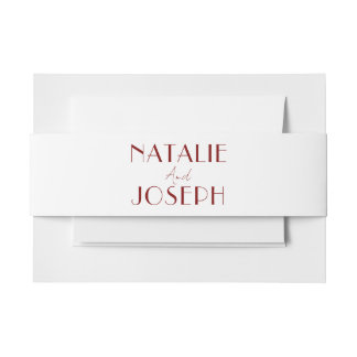 Elegant Deep Red White Burgundy Minimal Wedding Uitnodigingen Wikkel