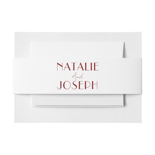 Elegant Deep Red White Burgundy Minimal Wedding Uitnodigingen Wikkel (Voorkant Voorbeeld)