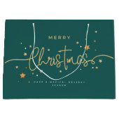 Elegant Deep-Teal Christmas Gift Bag | Modern Holi Groot Cadeauzakje (Voorkant)