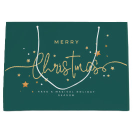 Elegant Deep-Teal Christmas Gift Bag | Modern Holi Groot Cadeauzakje