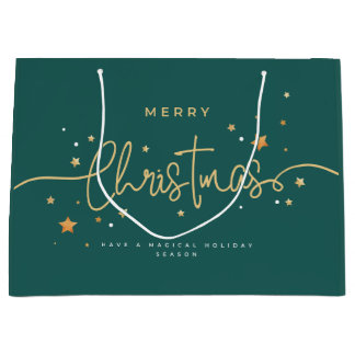 Elegant Deep-Teal Christmas Gift Bag | Modern Holi Groot Cadeauzakje