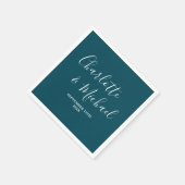 Elegant Deep Teal Script Minimalist Wedding Servet (Hoek)