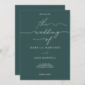 Elegant Deep Teal & White Modern Script Wedding  Kaart (Voorkant / Achterkant)