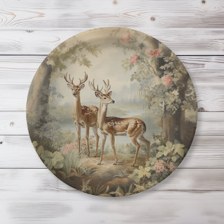 Elegant Deer Antiek Woodland Wildlife Papieren Bordje
