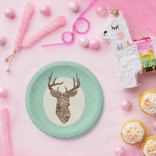 Elegant Deer Antlers Rustic country Weddenschap Papieren Bordje (Feest)