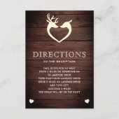 Elegant Deer Heart Rustic Wood Routebeschrijving Informatiekaartje (Voorkant)