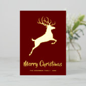 Elegant Deer Red en Gold Folie Feestdagenkaart (Staand Voorkant)