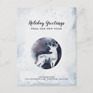 Elegant Deer Winter Scene Holiday Moving Aankondigingskaart